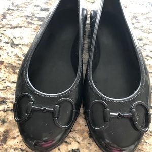 100% Auth Gucci horsebit Jelly Black Ballet Flats